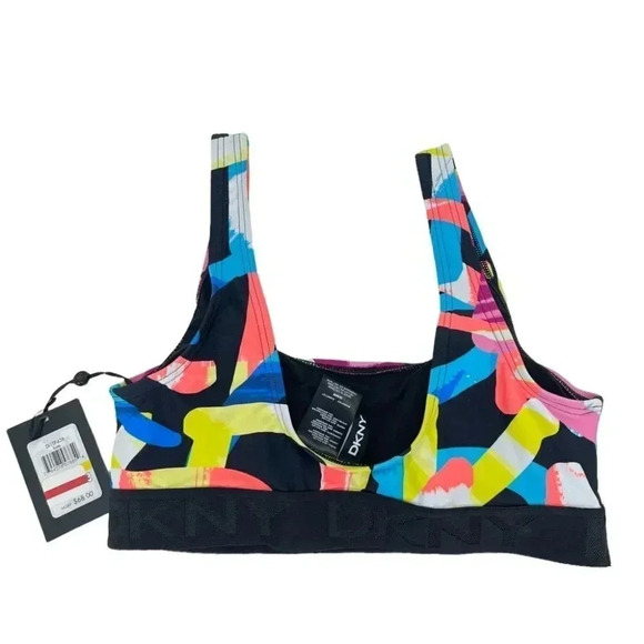 DKNY Grafitti Printed Logo Band Swimsuit Top Size Medium - Picture 5 of 5